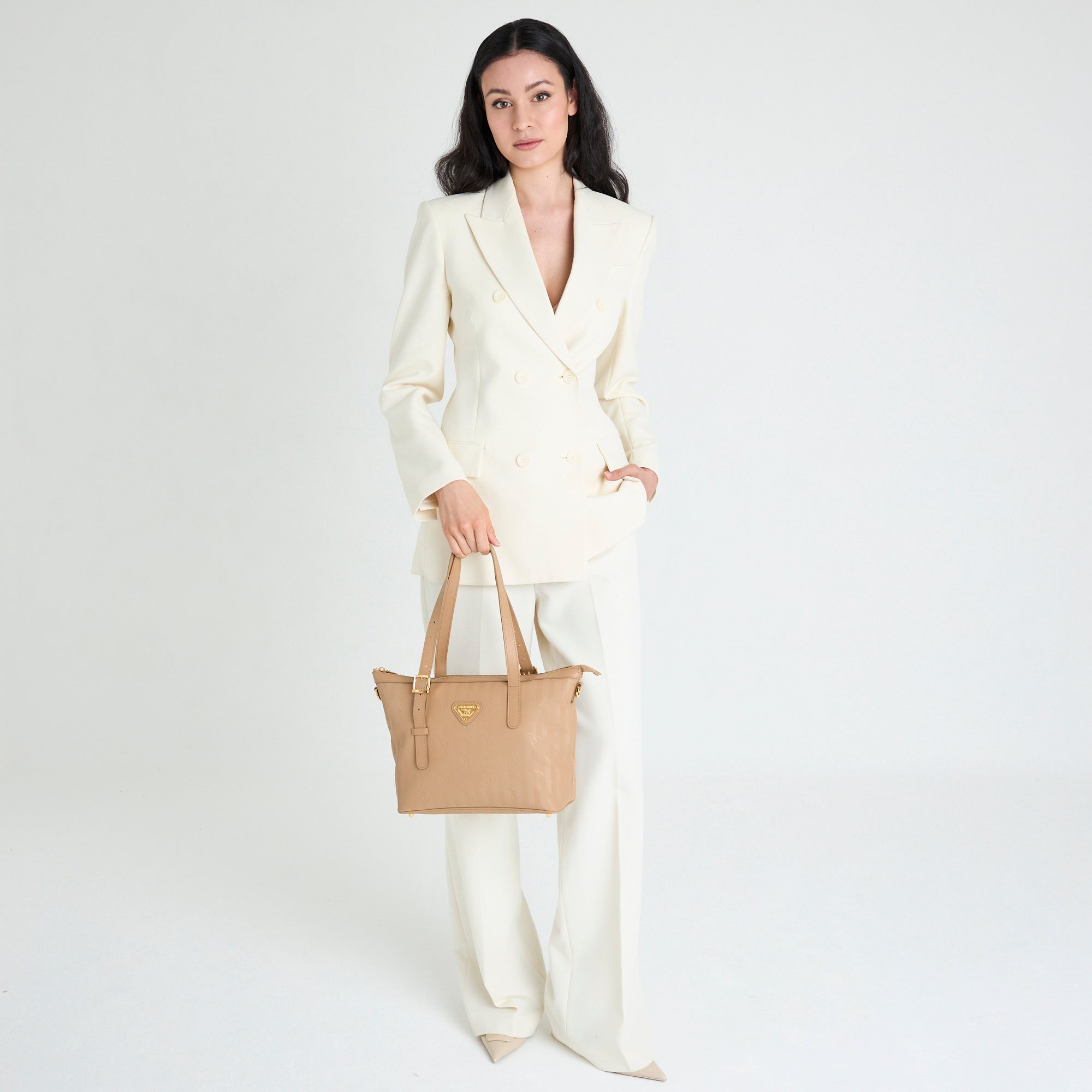 VALLON | Shopper cappuccino beige/gold - full body