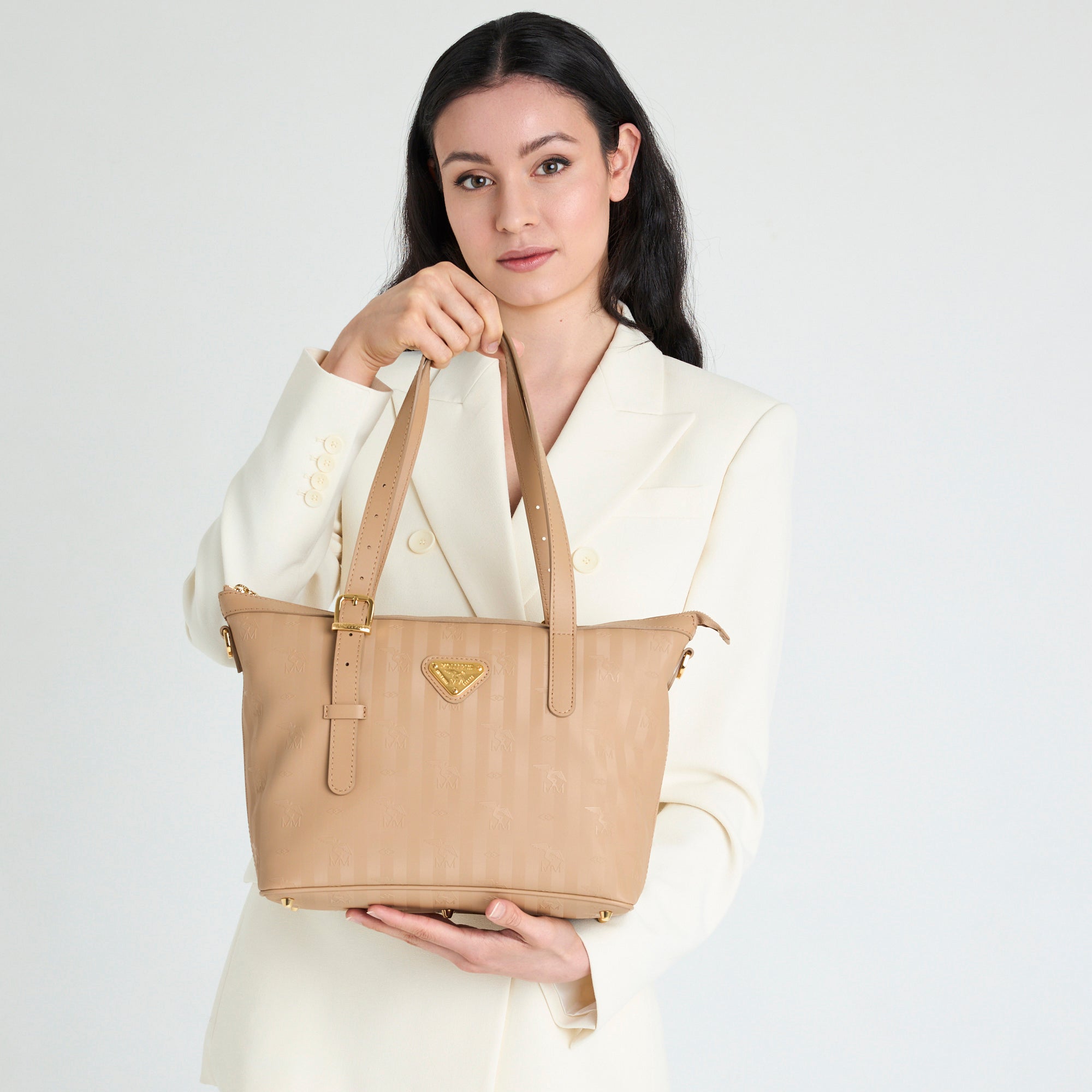 VALLON | Shopper cappuccino beige/gold - on body