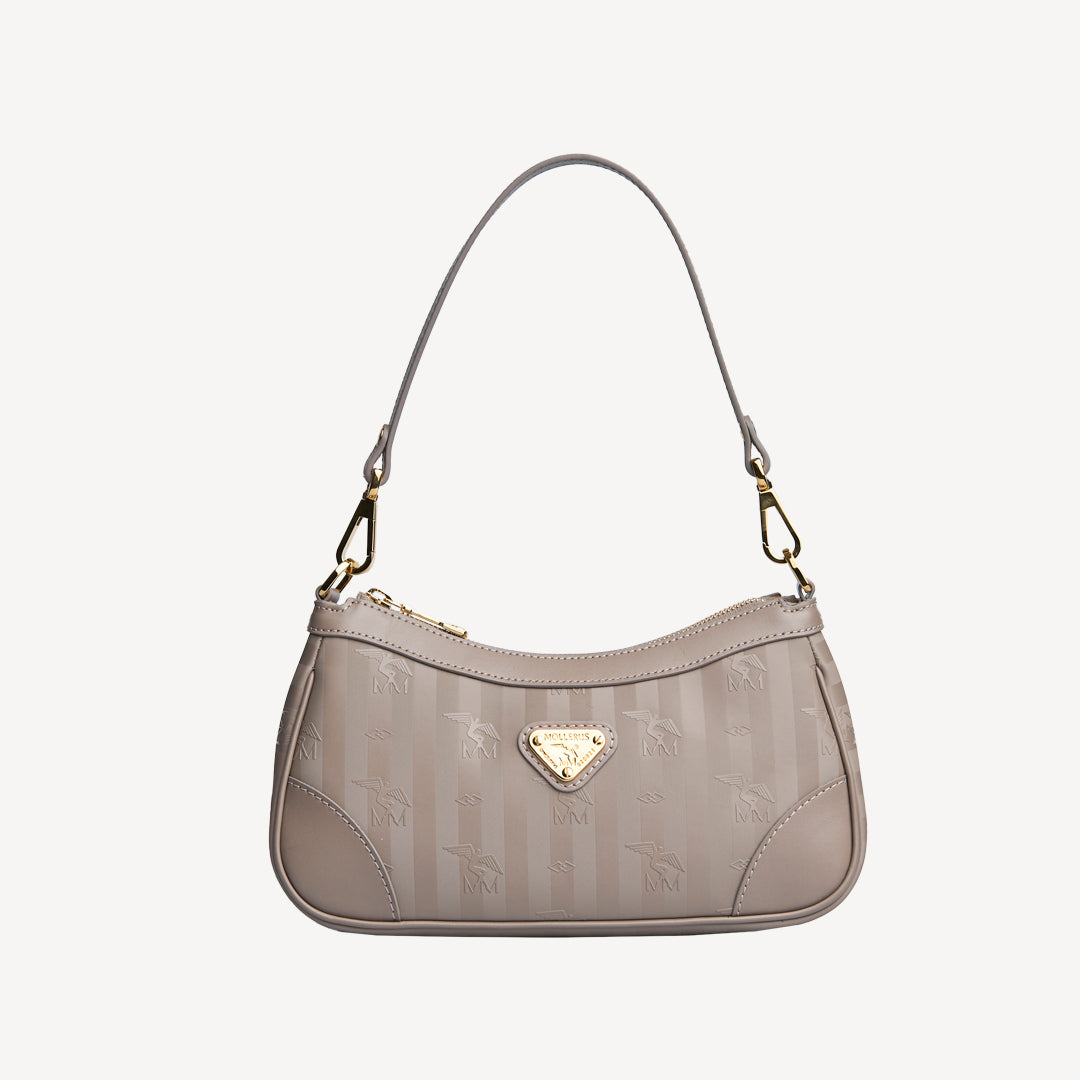 MOIRY | Schultertasche taupe grau/gold - frontal