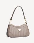 MOIRY | Schultertasche taupe grau/gold - seitlich
