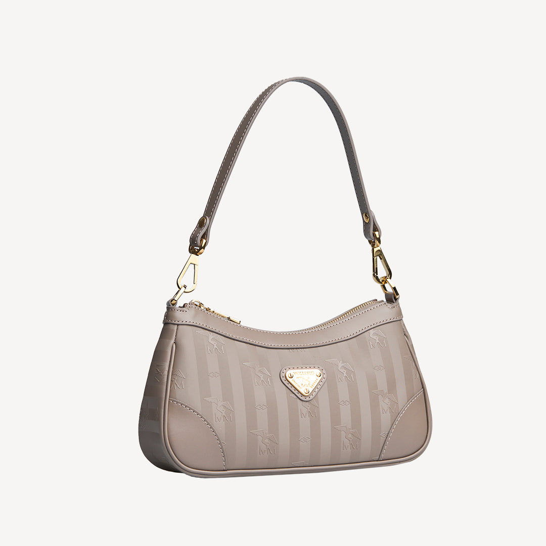 MOIRY | Schultertasche taupe grau/gold - frontal