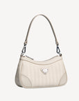 MOIRY | Schultertasche pearl weiss/silber - seitlich