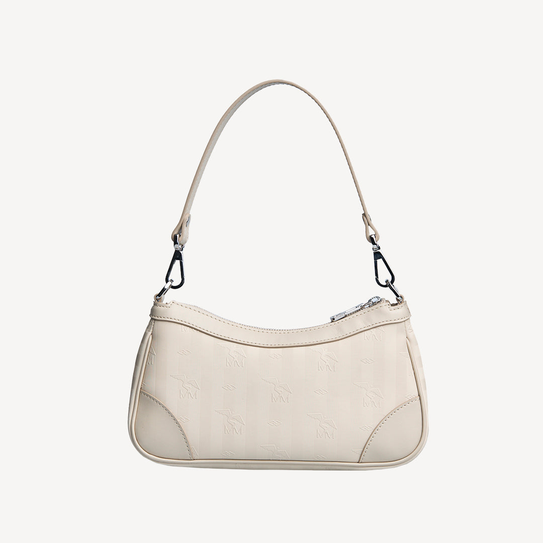 MOIRY | Schultertasche pearl weiss/silber - von hinten