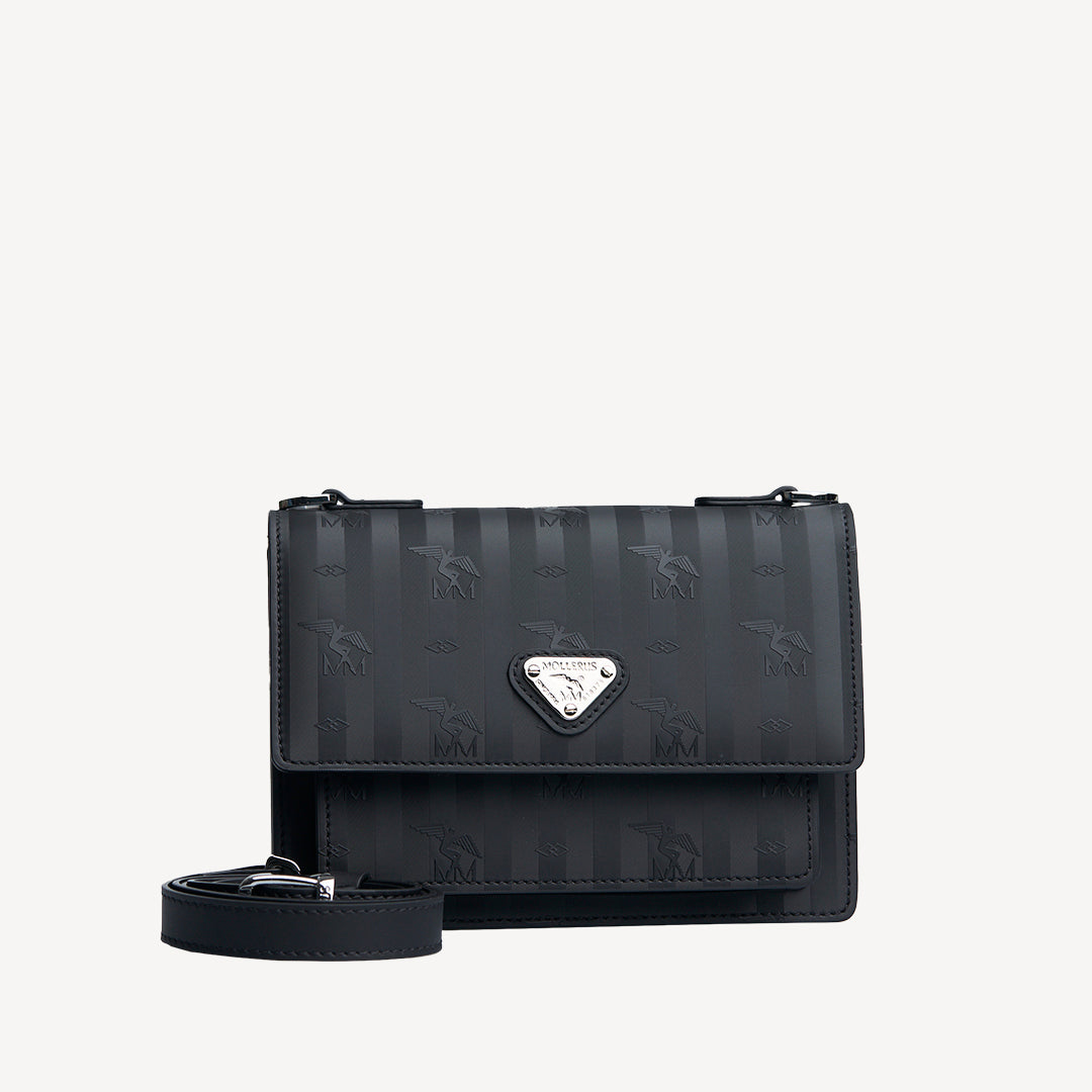 URSY | Umhängetasche classic schwarz/silber - frontal
