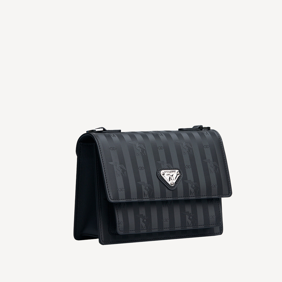 URSY | Umhängetasche classic schwarz/silber - seitlich