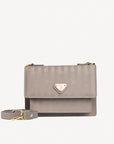 URSY | Umhängetasche taupe grau/gold - frontal
