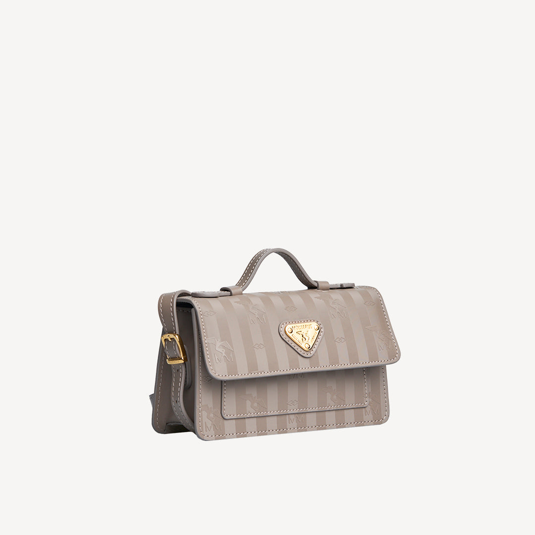 EGG | Umhängetasche taupe grau/gold - seitlich