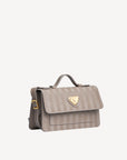 EGG | Umhängetasche taupe grau/gold - seitlich