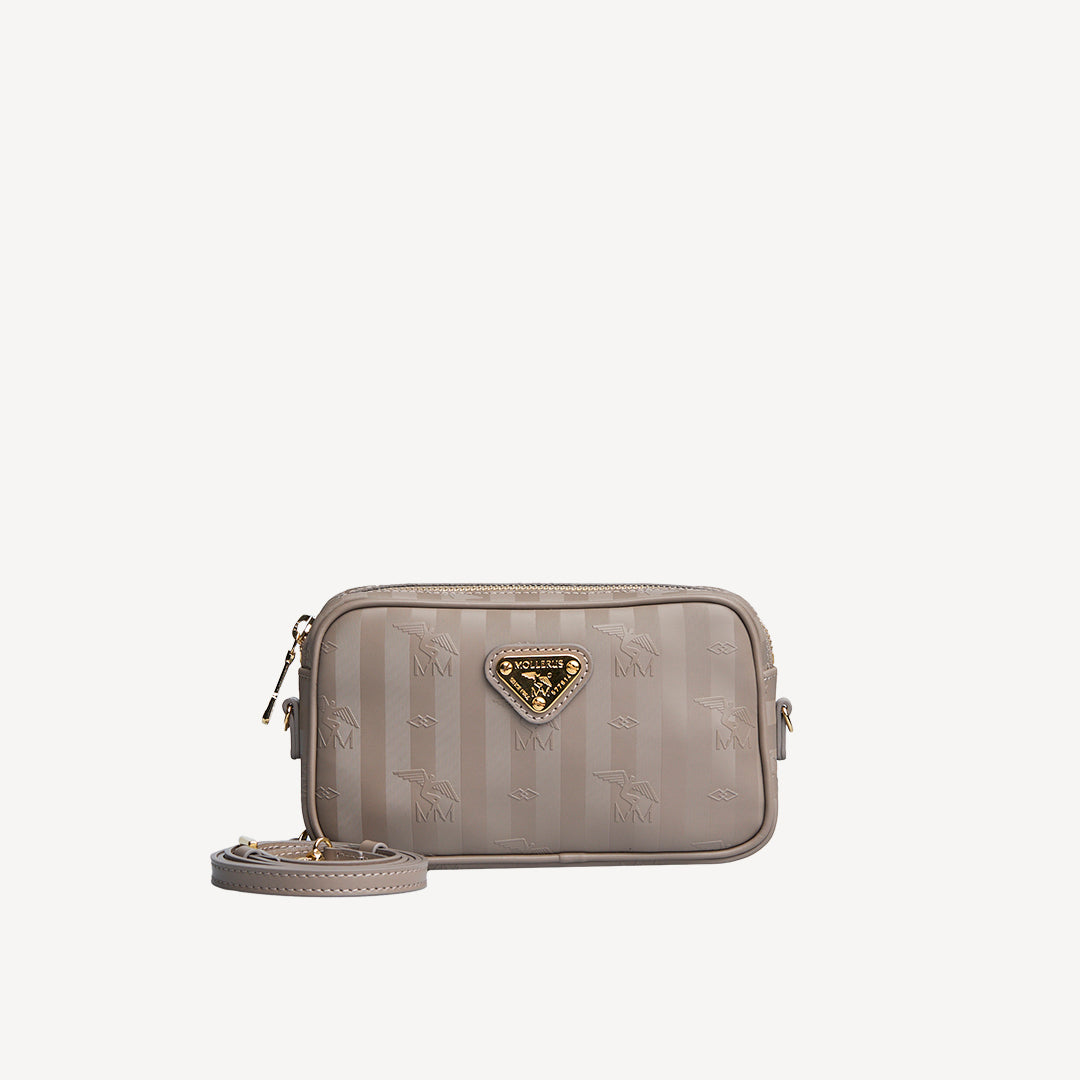 RIVAZ | Umhängetasche taupe grau/gold - frontal