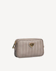 RIVAZ | Umhängetasche taupe grau/gold - seitlich