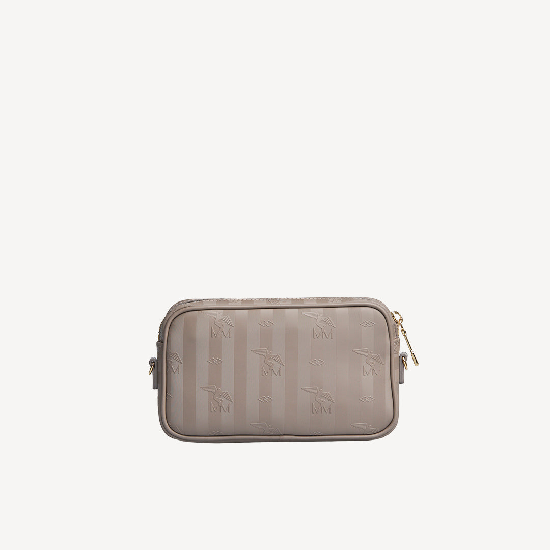 RIVAZ | Umhängetasche taupe grau/gold - von hinten