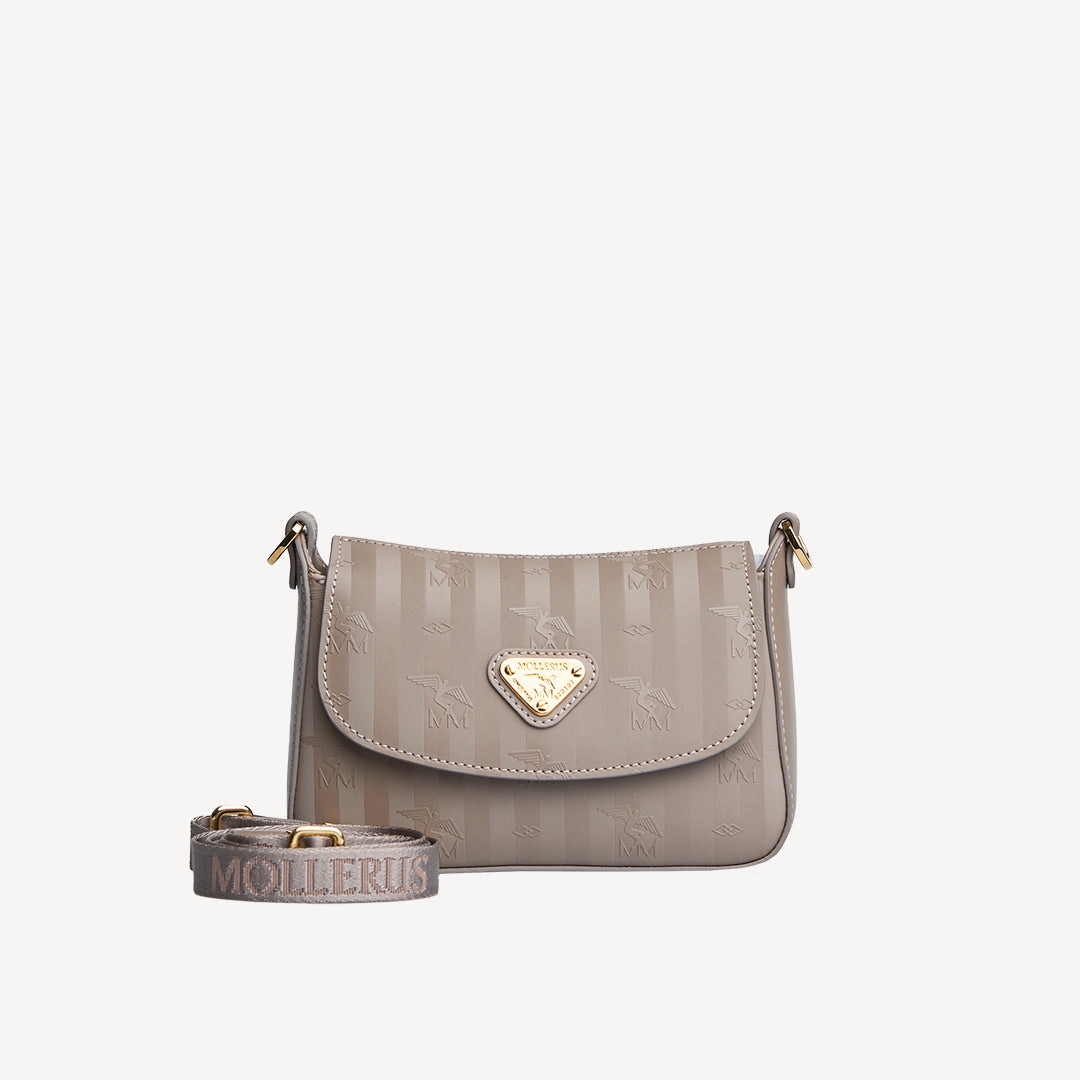 PIZY | Umhängetasche taupe grau/gold - frontal