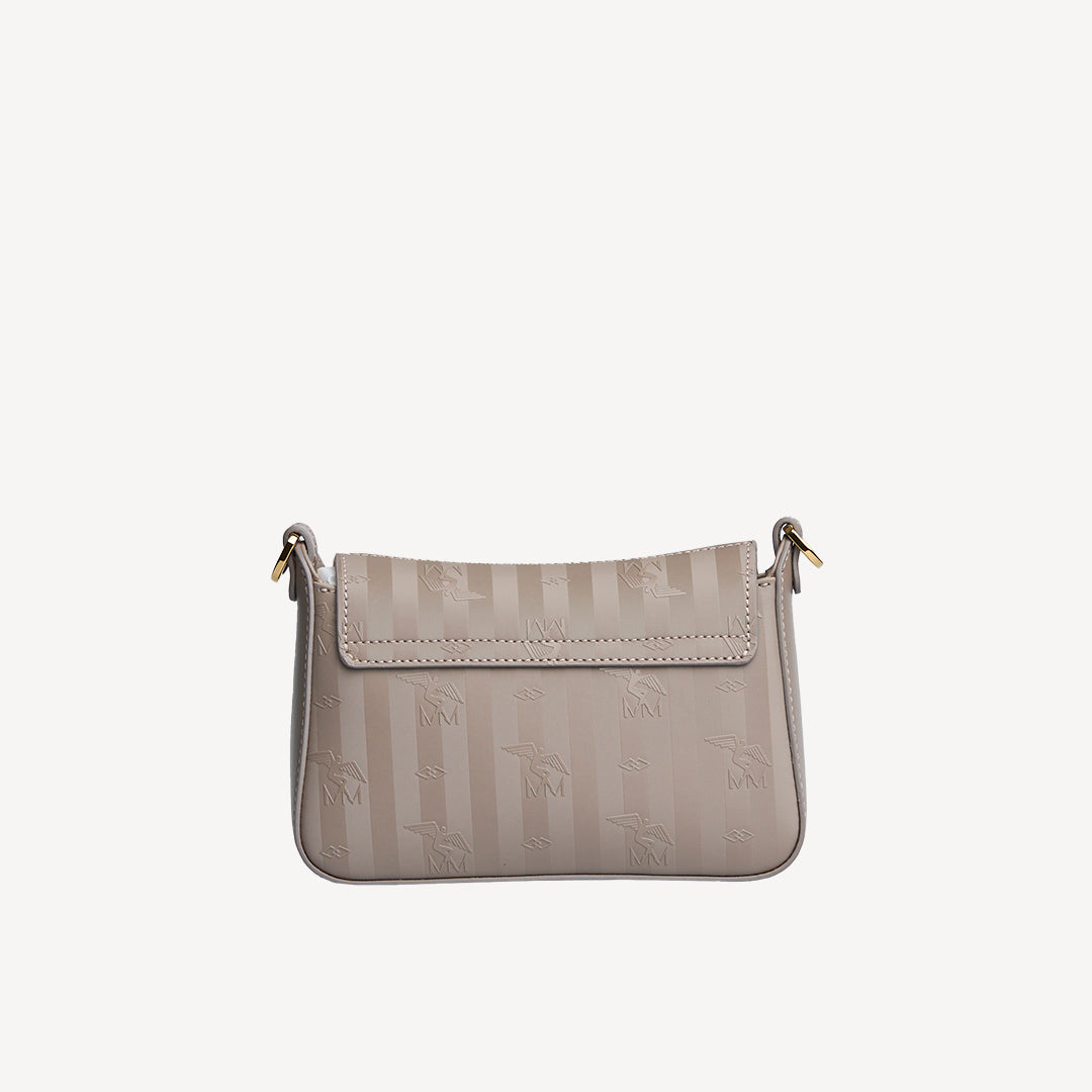 PIZY | Umhängetasche taupe grau/gold - von hinten