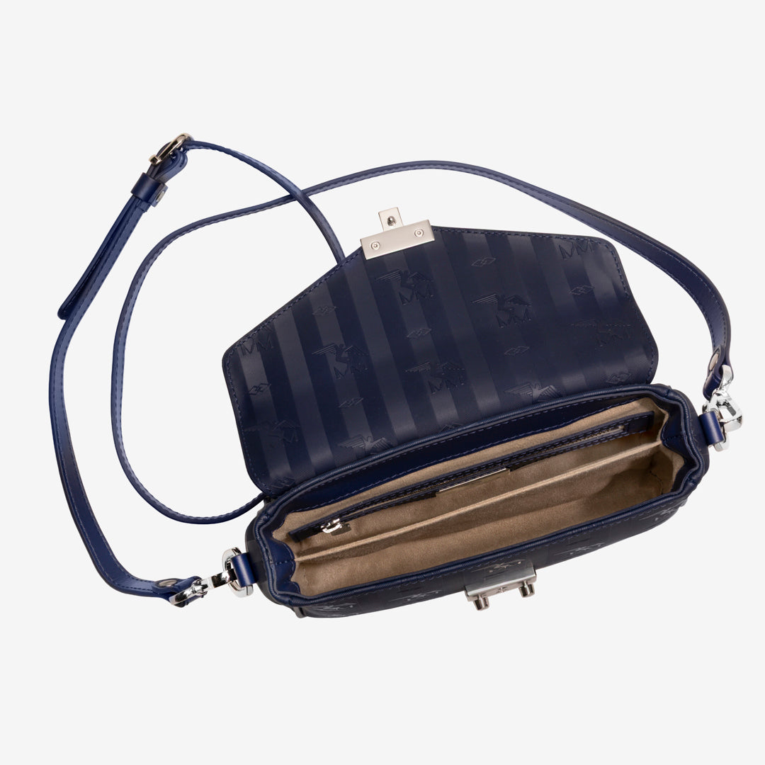 MEYRIN | Umhängetasche Midnight Blau/Silber - INNEN
