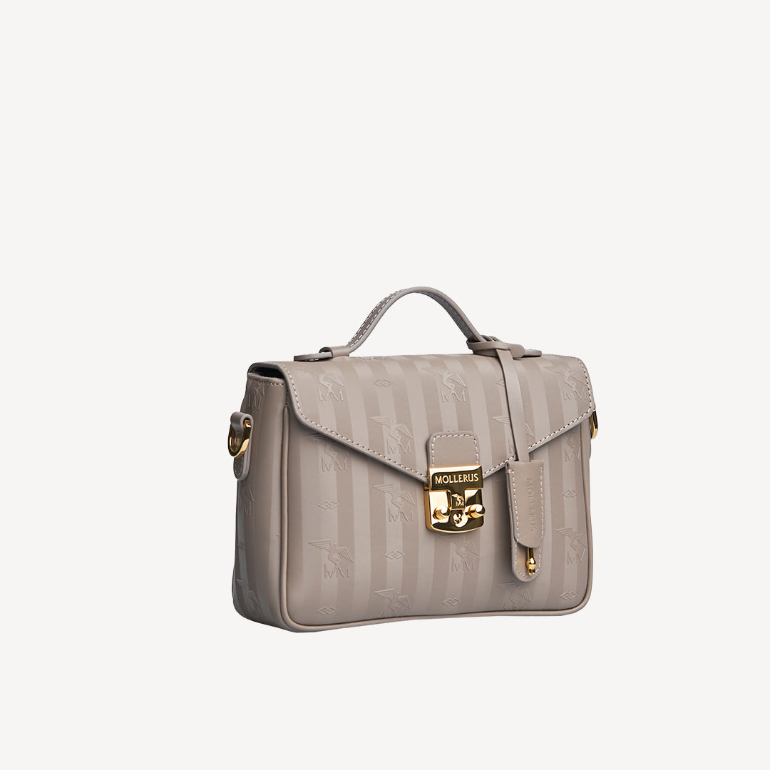 MEYRIN | Umhängetasche taupe grau/gold - seitlich
