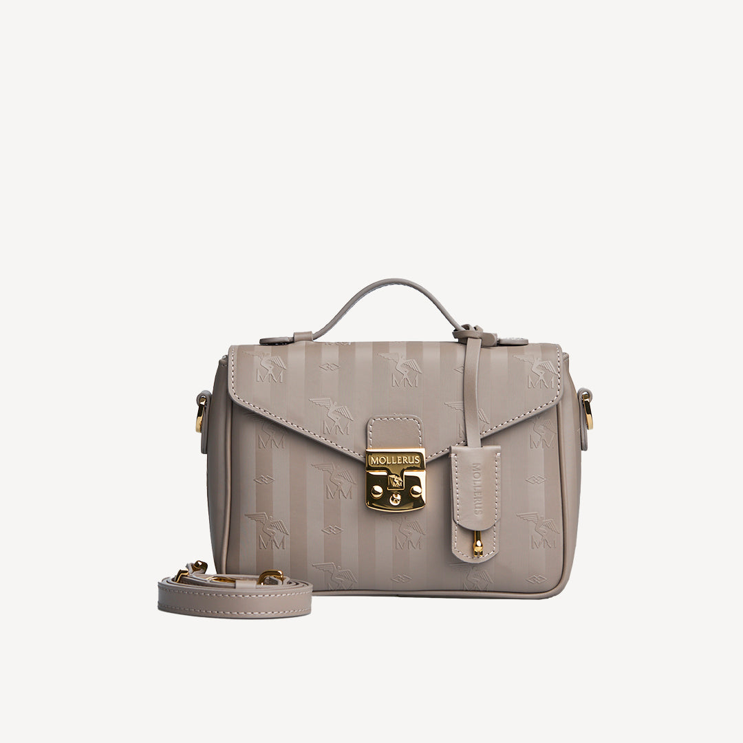 MEYRIN | Umhängetasche taupe grau/gold - frontal