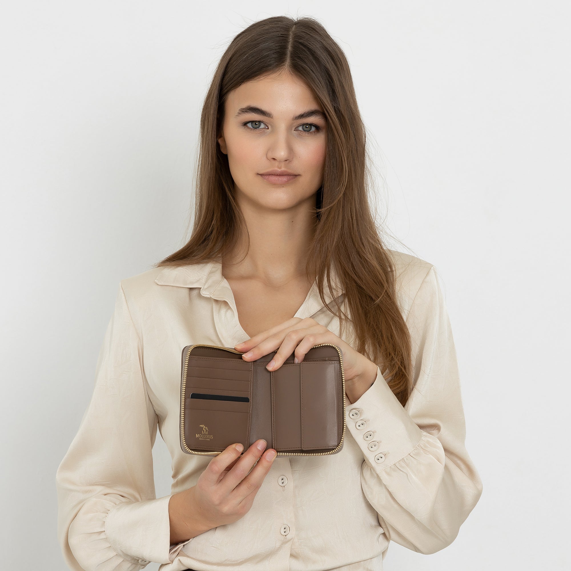 NIEDERHORN | Portemonnaie Pecarus taupe/rosè/silber - offen body