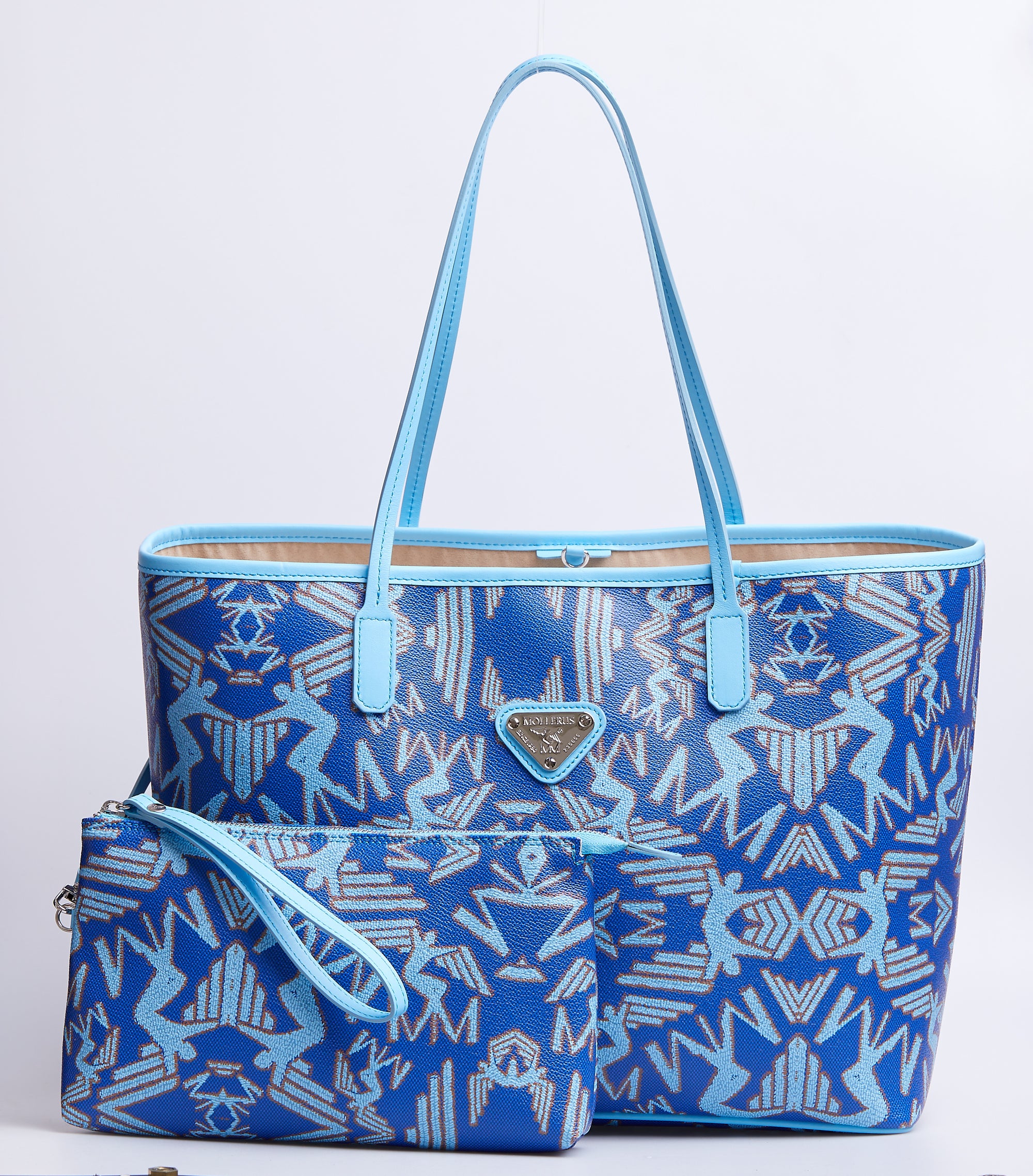 PATTERN GENEVA | Shopper Maze light blue/silver