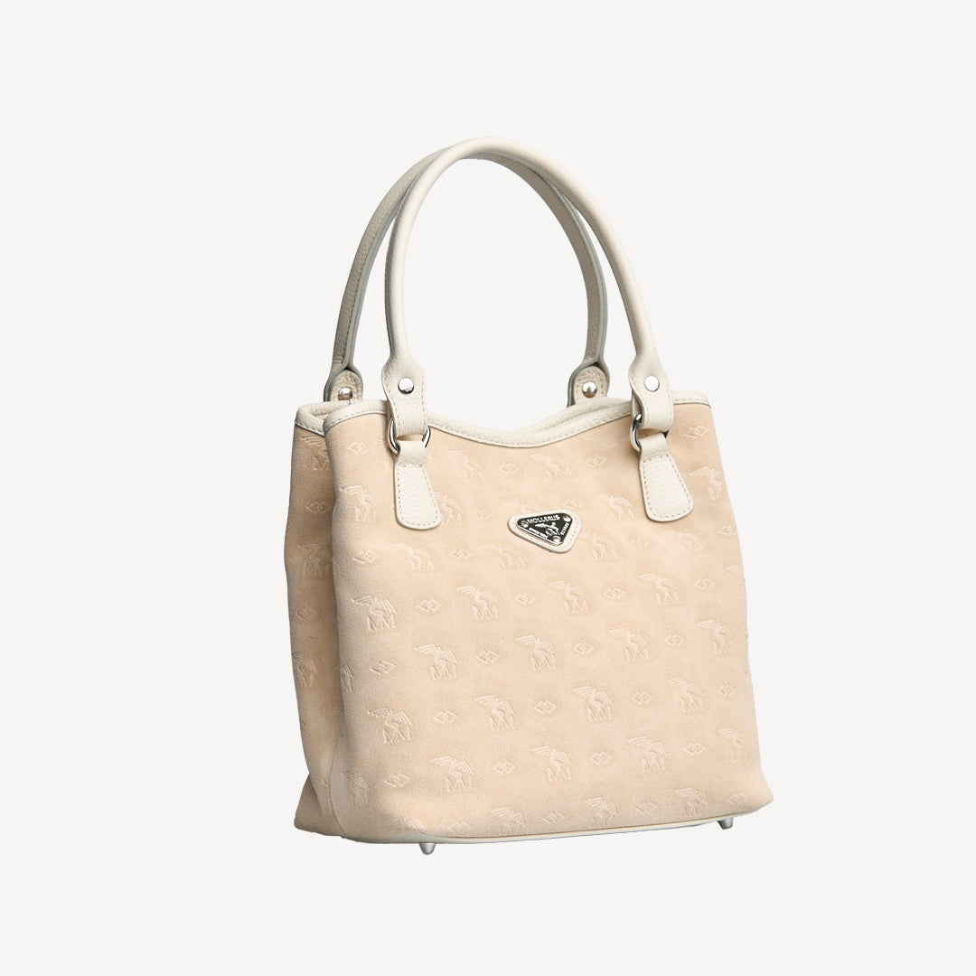 INDIAN SUMMER MINI | Shopper Velours vanilla beige/silber - seitlich
