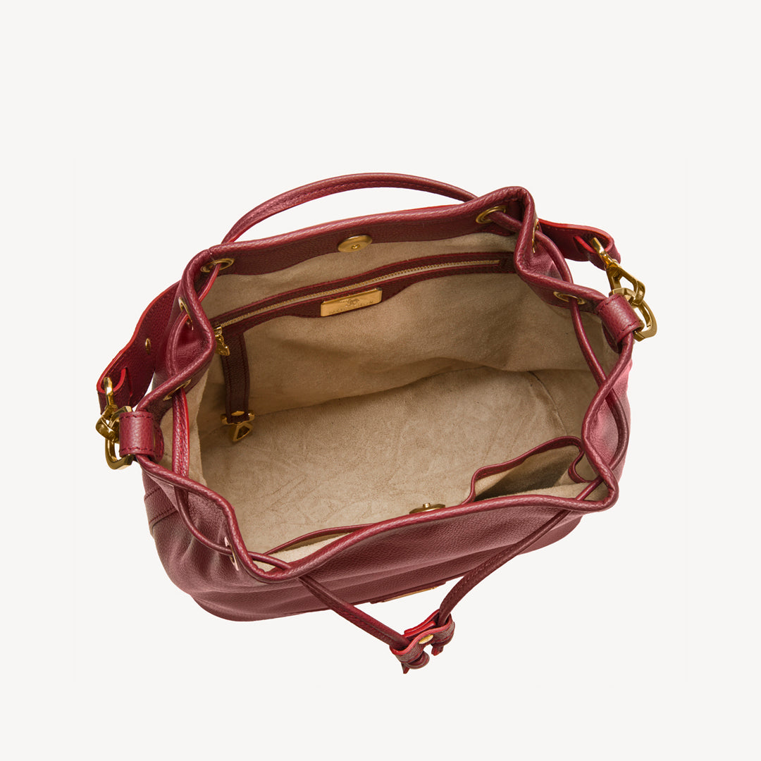 NIESEN | Beuteltasche kalbsleder antique rot/gold - oben