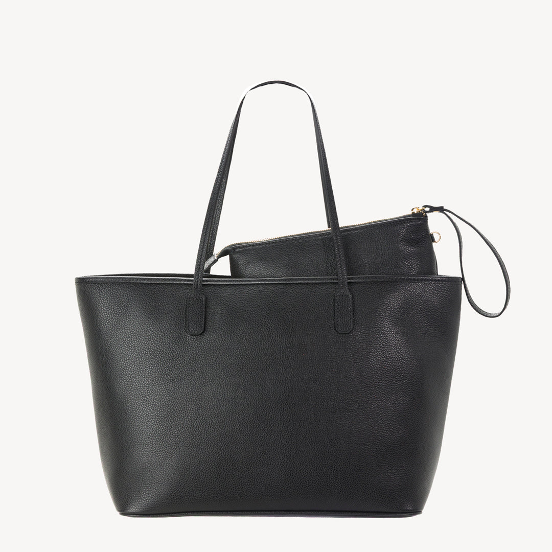 BERN | Shopper Kabsleder schwarz/gold - von hinten