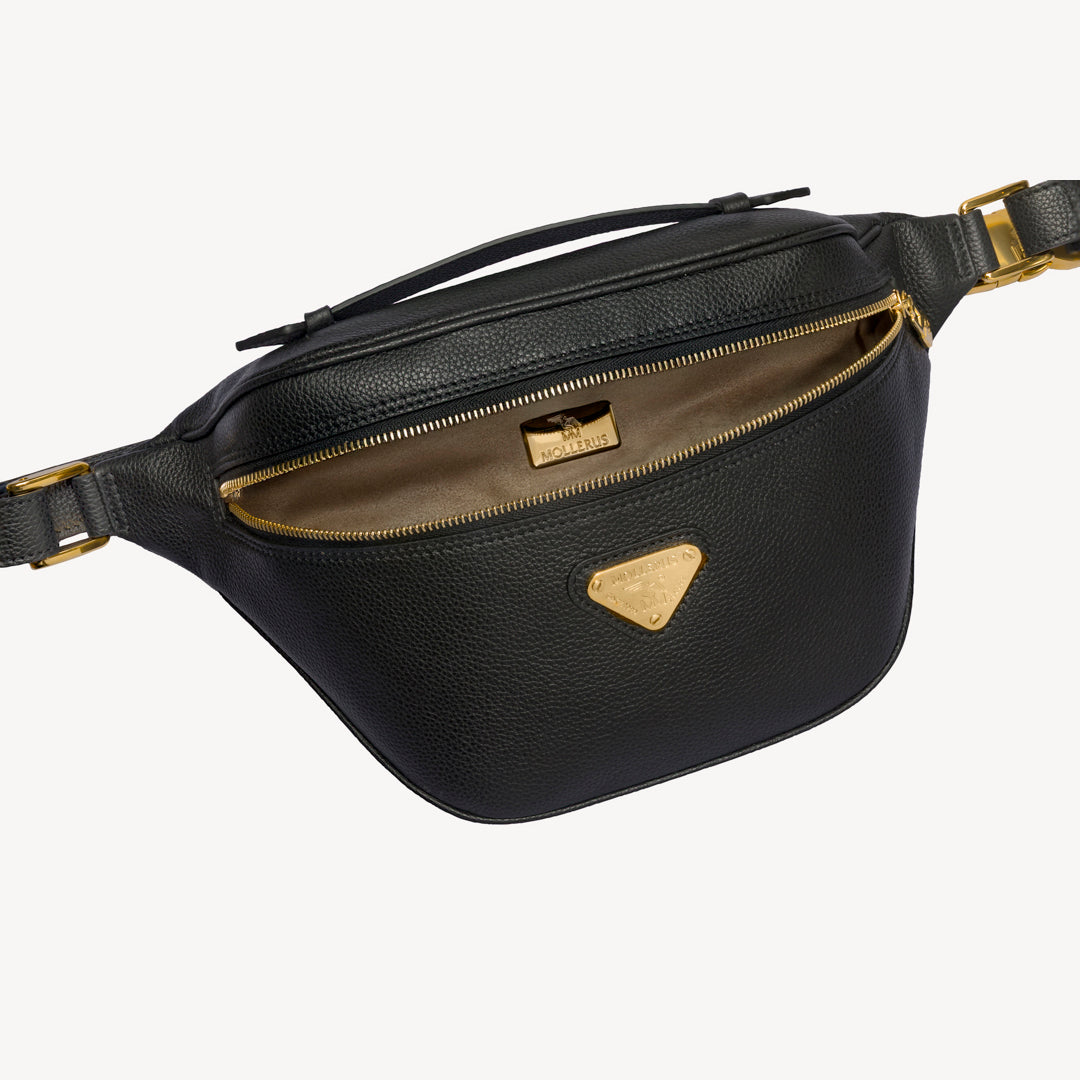 BRIENZ | Gürteltasche Kalbsleder schwarz/gold - oben