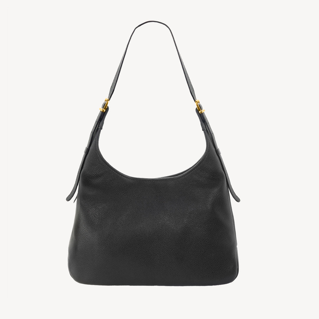 MENDRISIO | Umhängetasche Kalbsleder classic schwarz/gold - hinten
