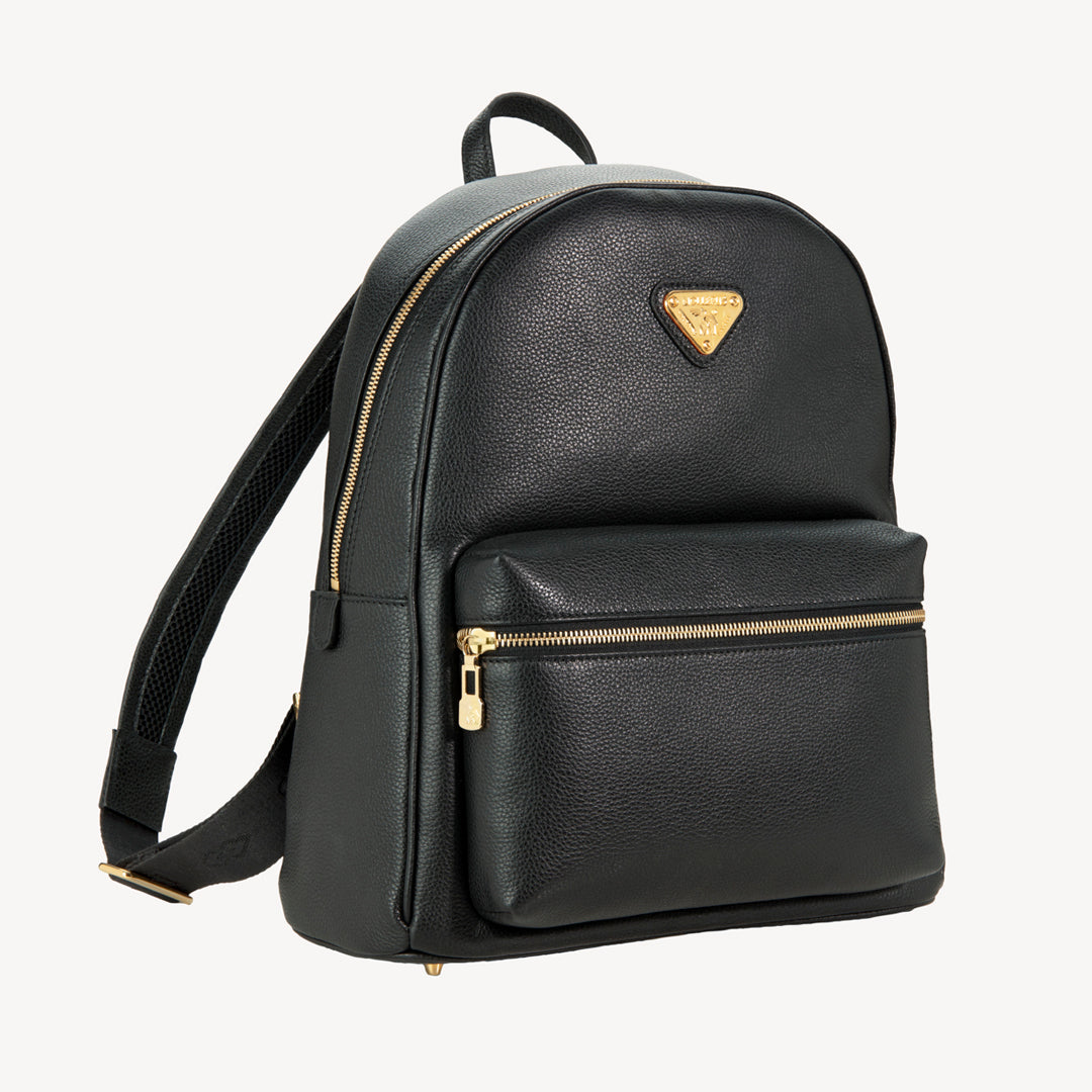 GLARUS | Rucksack Kalbsleder schwarz/gold - seitlich