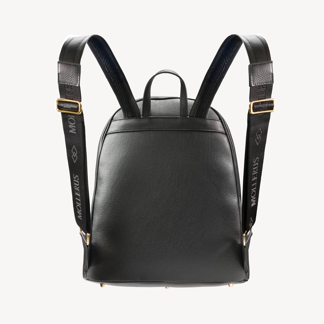 GLARUS | Rucksack Kalbsleder schwarz/gold - von hinten