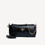 ANDEER | Clutch Croco schwarz/gold - frontal
