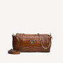 ANDEER | Clutch Croco honey braun/gold - frontal