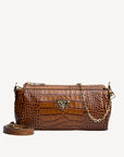 ANDEER | Clutch Croco miele marrone/oro - frontale
