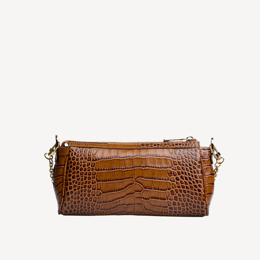 ANDEER | Clutch Croco honey marrone/oro - vista posteriore