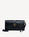 FRESENS | Clutch Croco schwarz/gold - frontal