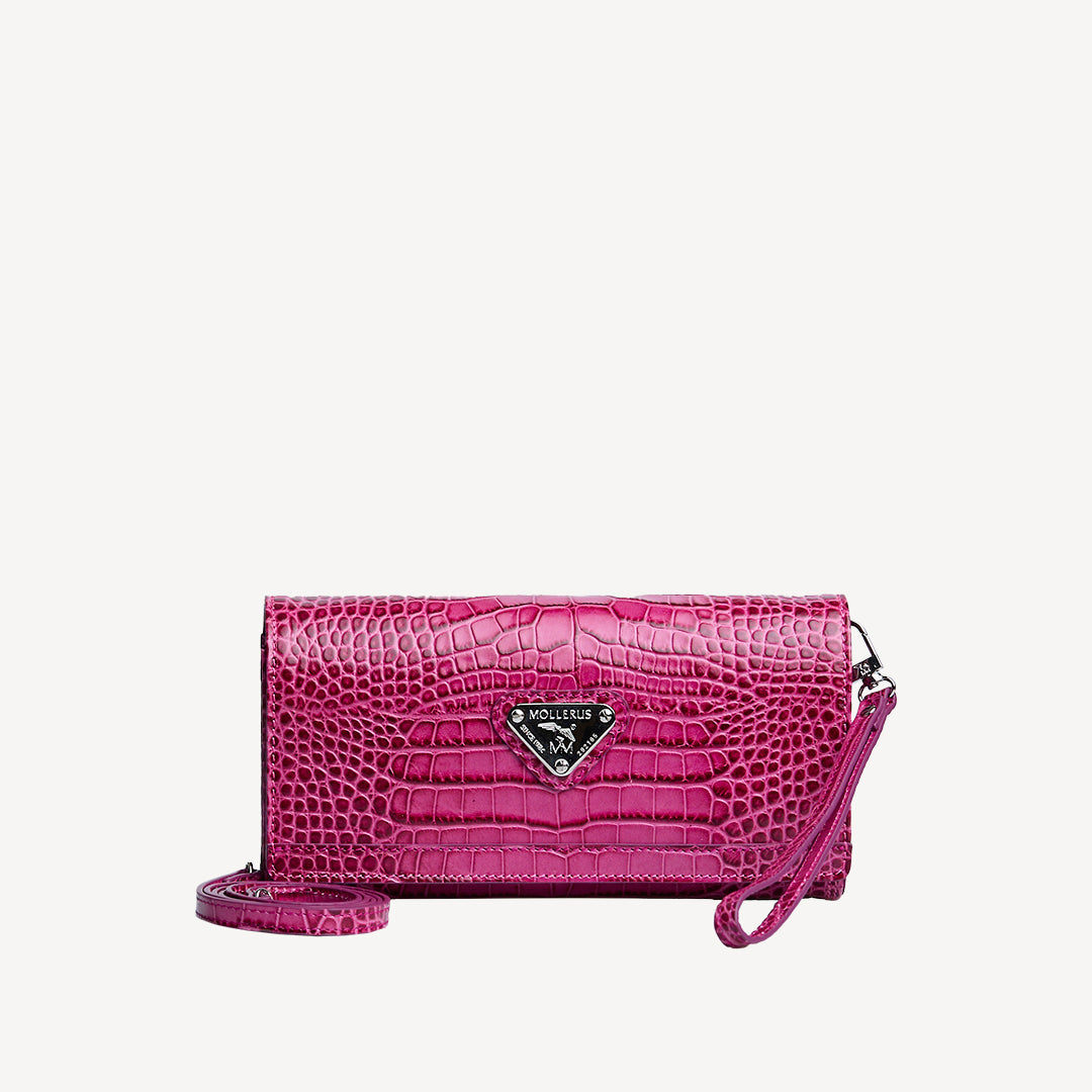 FRESENS | Clutch Croco blush pink/silber - frontal