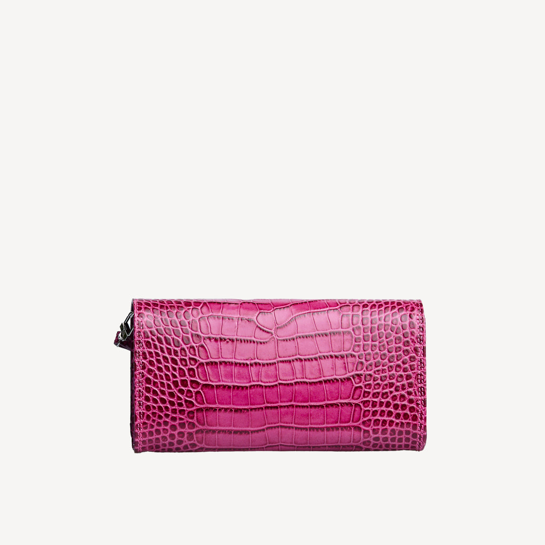FRESENS | Clutch Croco blush pink/silber - von hinten