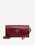 FRESENS | Clutch Croco antique rot/gold - frontal