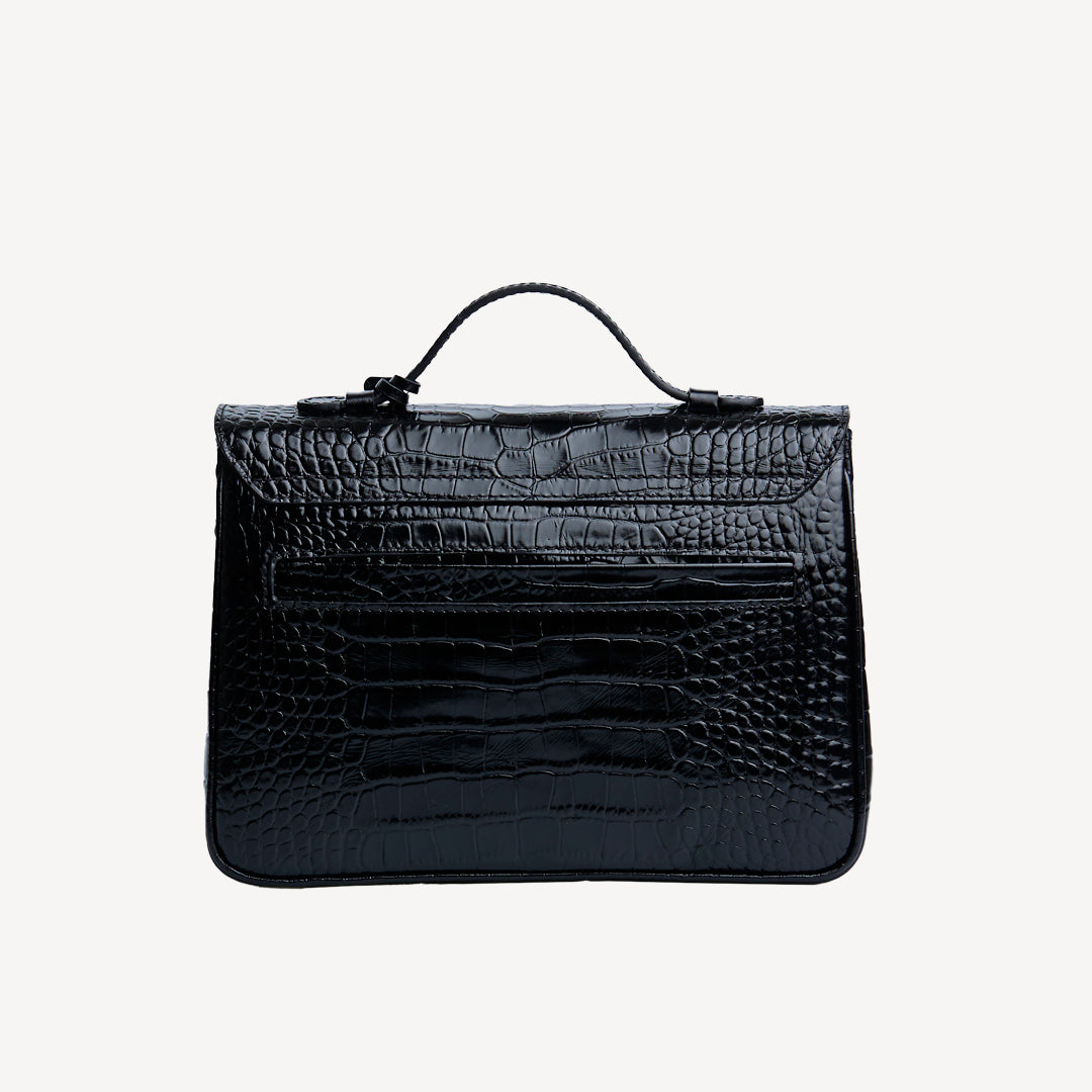 MARLY | Umhängetasche Croco schwarz/gold - von hinten