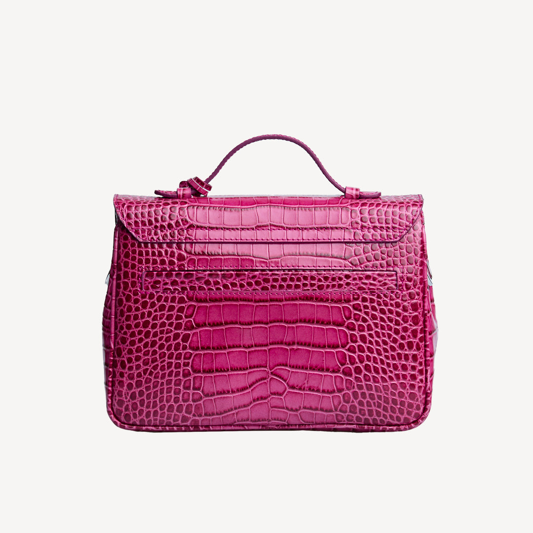 MARLY | Umhängetasche Croco blush pink/silber - von hinten
