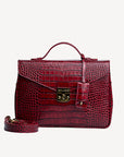 MARLY | Umhängetasche Croco antique rot/gold - frontal