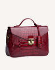 MARLY | Umhängetasche Croco antique rot/gold - seitlich