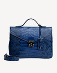 MARLY | Umhängetasche Croco sapphire blau/silber - frontal