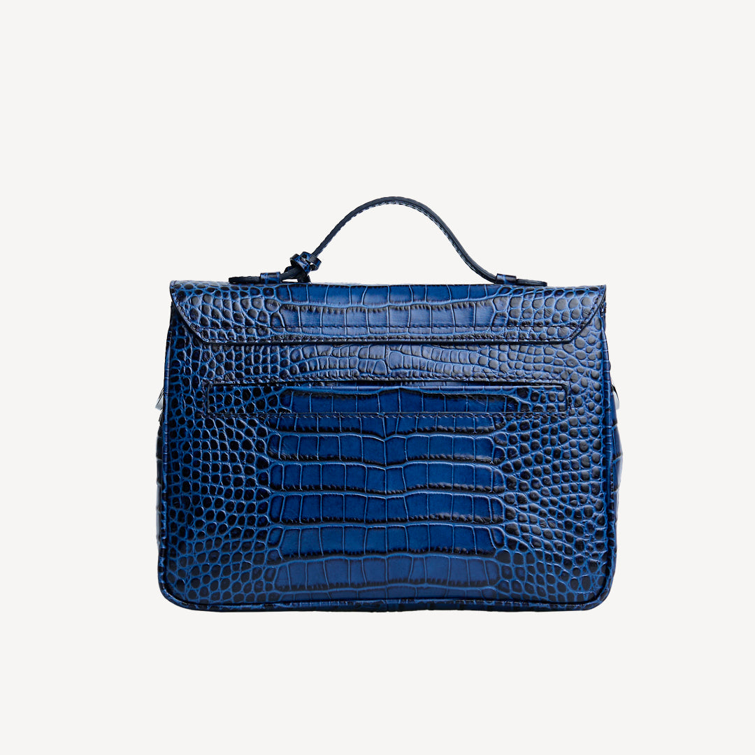 MARLY | Umhängetasche Croco sapphire blau/silber - von hinten