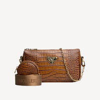ZELL | Borsa a tracolla Croco miele marrone/oro