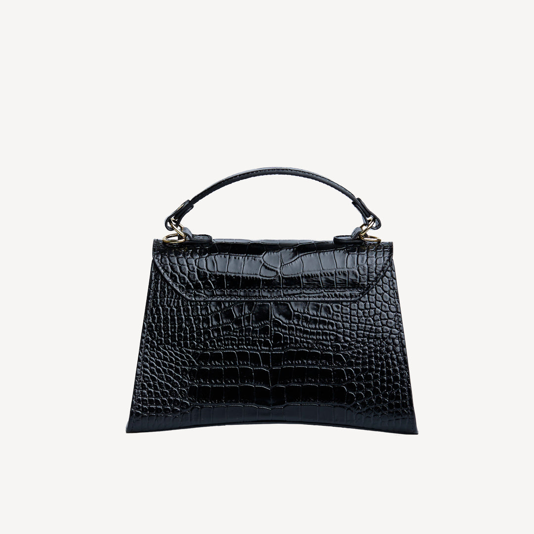 ROMONT | Umhängetasche Croco schwarz/gold - von hinten