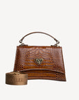 ROMONT | Borsa a tracolla Croco honey marrone/oro - frontale