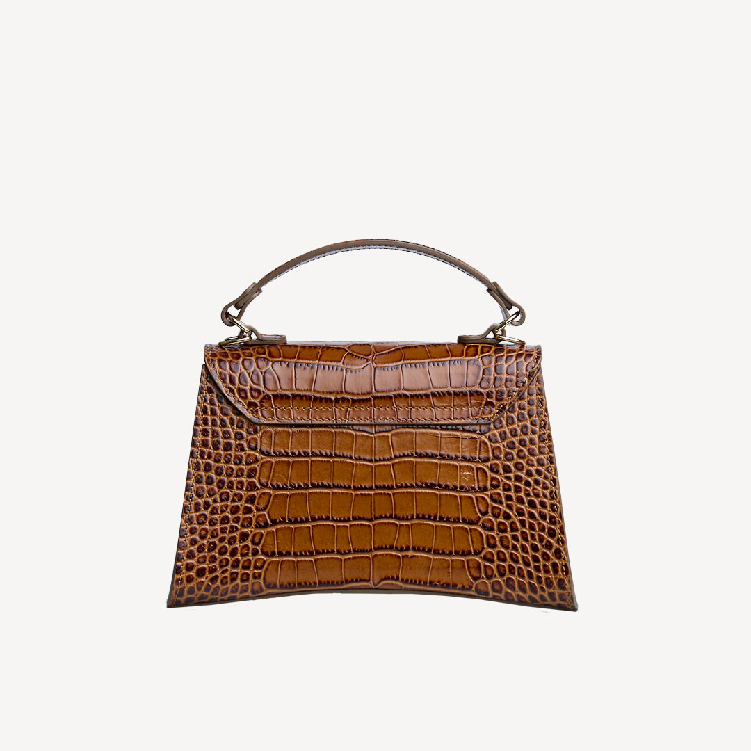 ROMONT | Borsa a tracolla Croco honey marrone/oro - vista posteriore