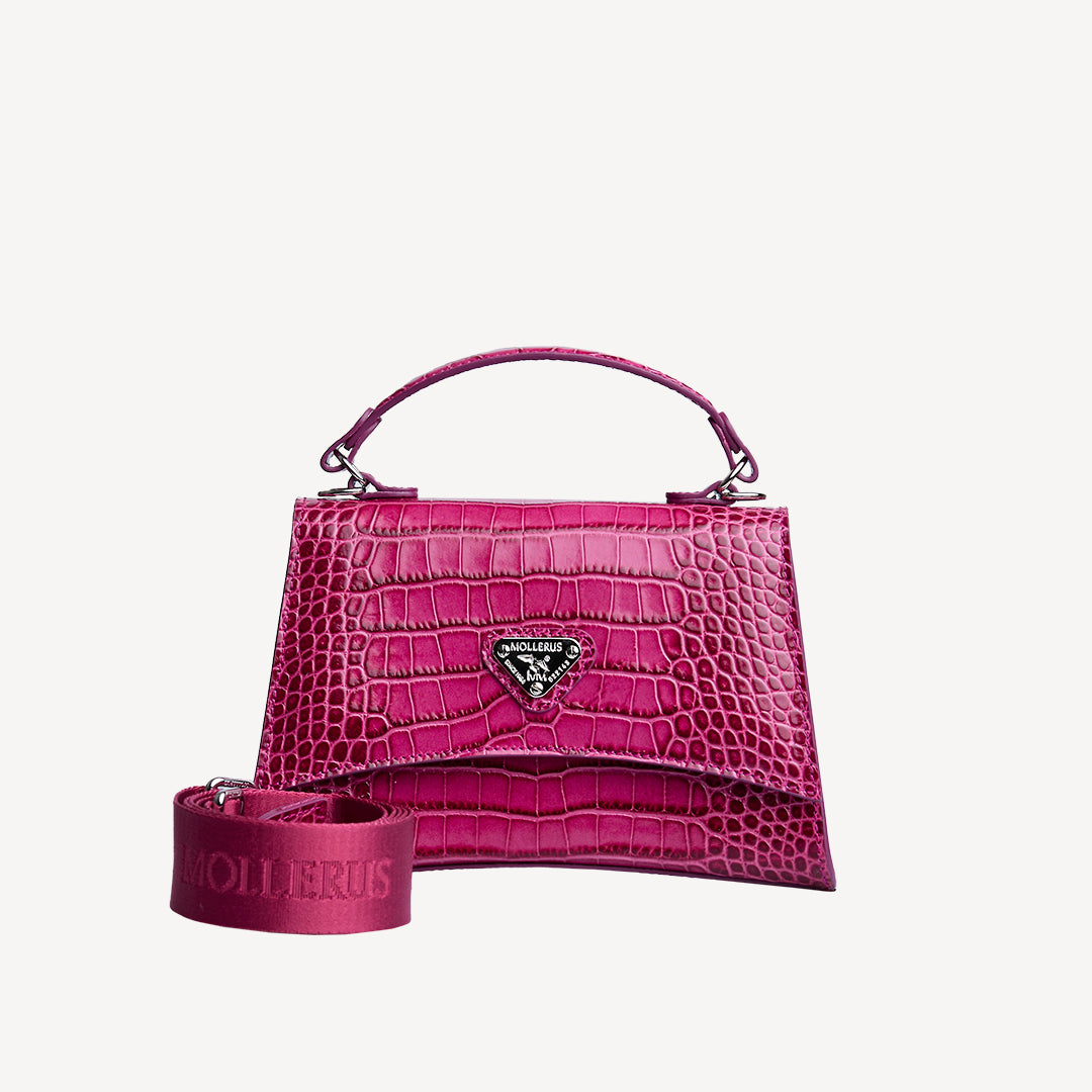 ROMONT | Umhängetasche Croco blush pink/silber - frontal