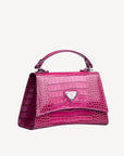 ROMONT | Umhängetasche Croco blush pink/silber - seitlich