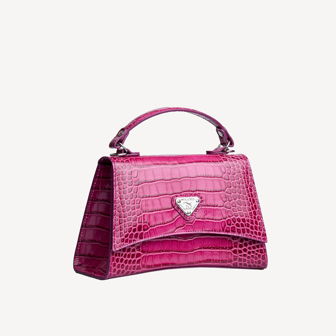 ROMONT | Umhängetasche Croco blush pink/silber - seitlich